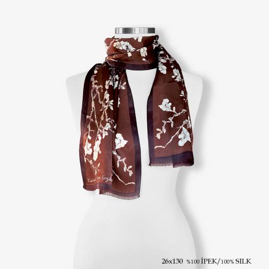 'Almond Brown 130' İpek Fular - 3