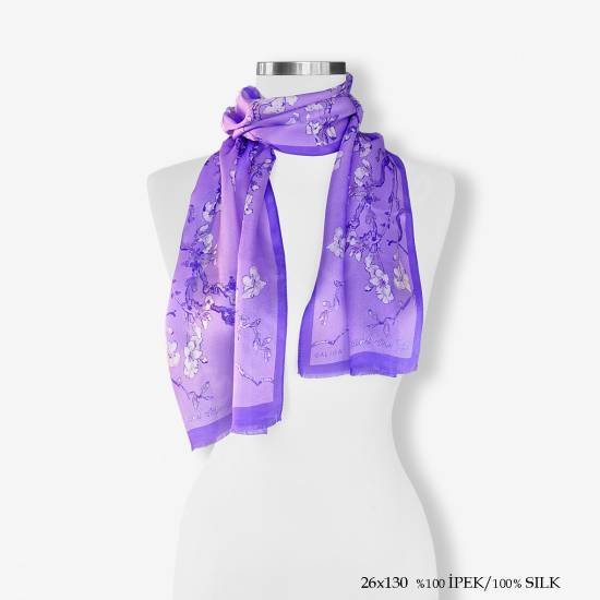 'Almond Lila 130' İpek Fular - 3