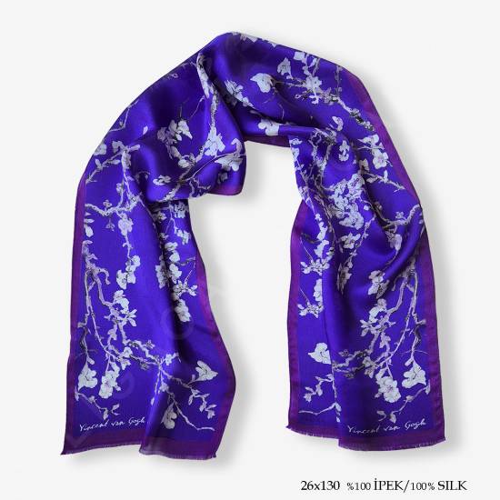 'Almond Purple 130' İpek Fular - 0