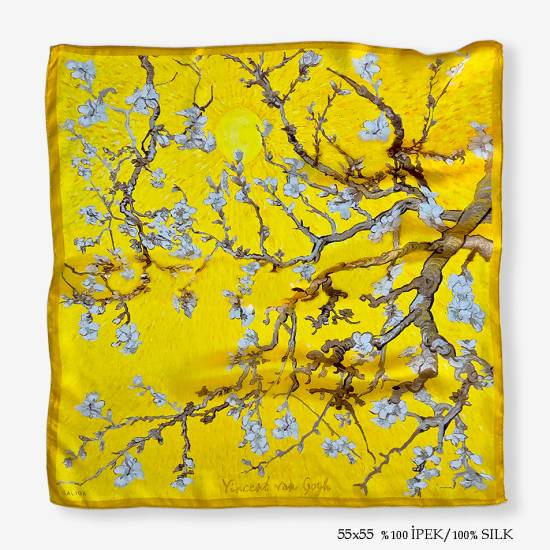 'Almond Yellow 55' İpek Fular - 0