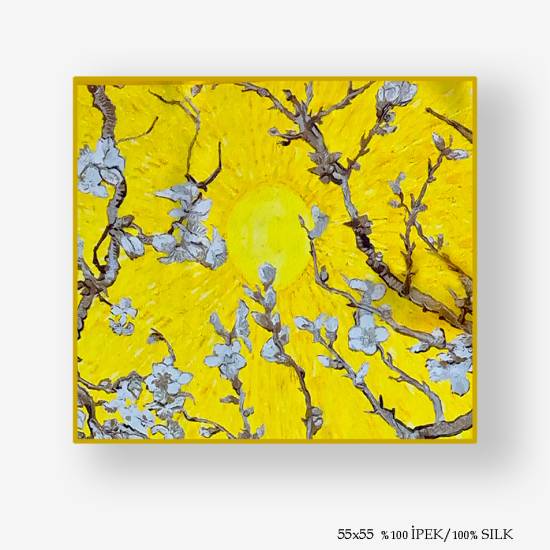 'Almond Yellow 55' İpek Fular - 1