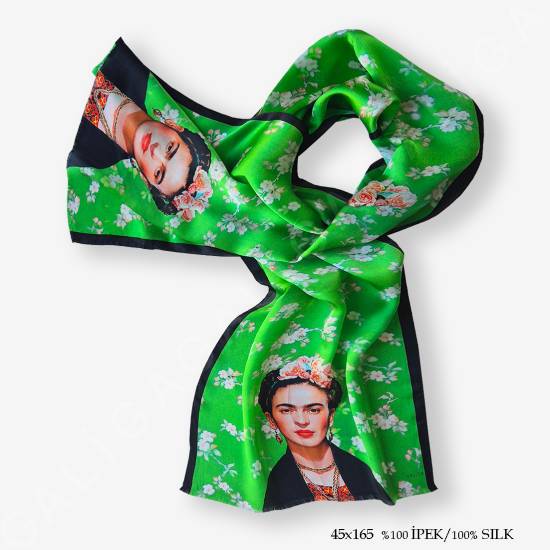 'Frida Green 165' İpek Fular - 1