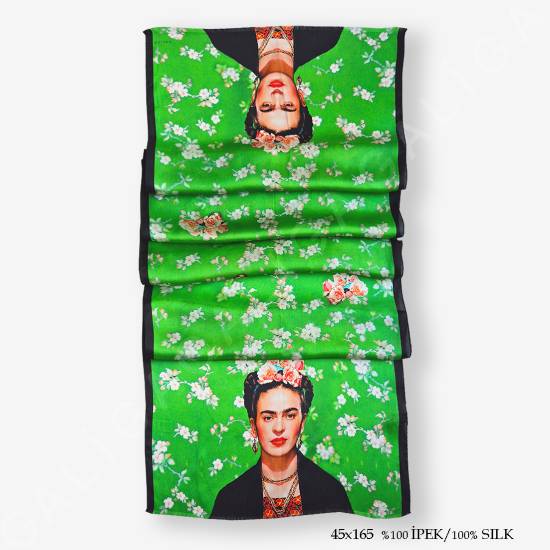 'Frida Green 165' İpek Fular - 2