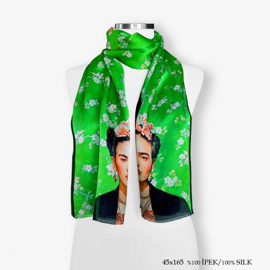 'Frida Green 165' İpek Fular - 3