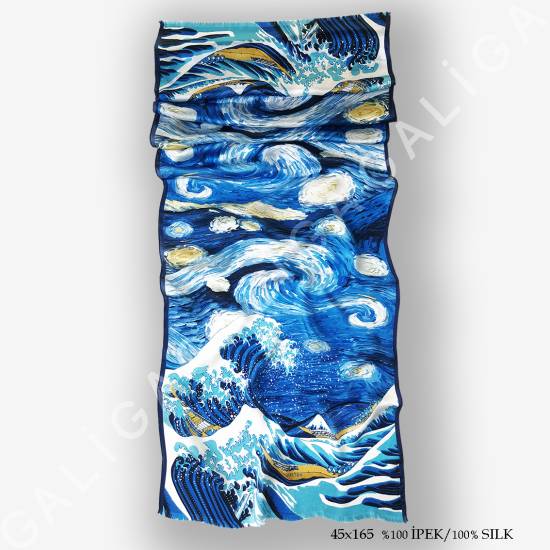 'Starry Waves 165' İpek Fular - 2