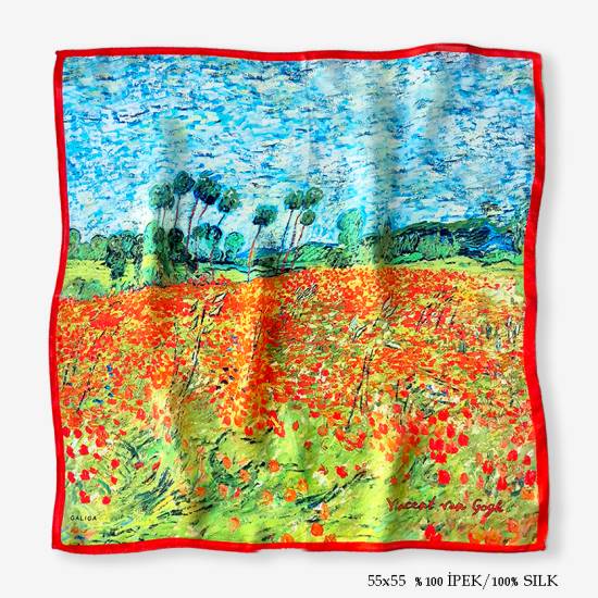 'Poppy 55' İpek Fular - 0