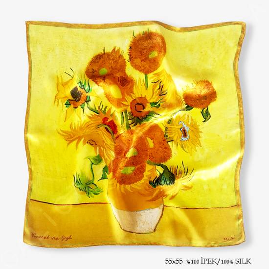 'Yellow Vase 55' İpek Fular - 0